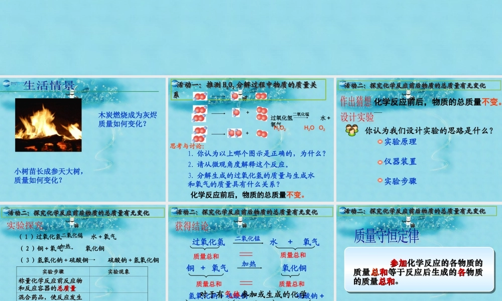 九年级化学上册 第五单元 第一节 化学反应中的质量守恒课件1 (新版)鲁教版 课件