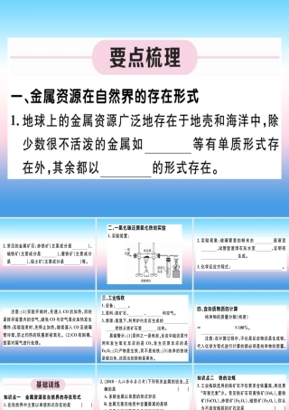 九年级化学下册 第八单元 金属和金属材料 第1课时 铁的冶炼习题课件 (新版)新人教版 课件