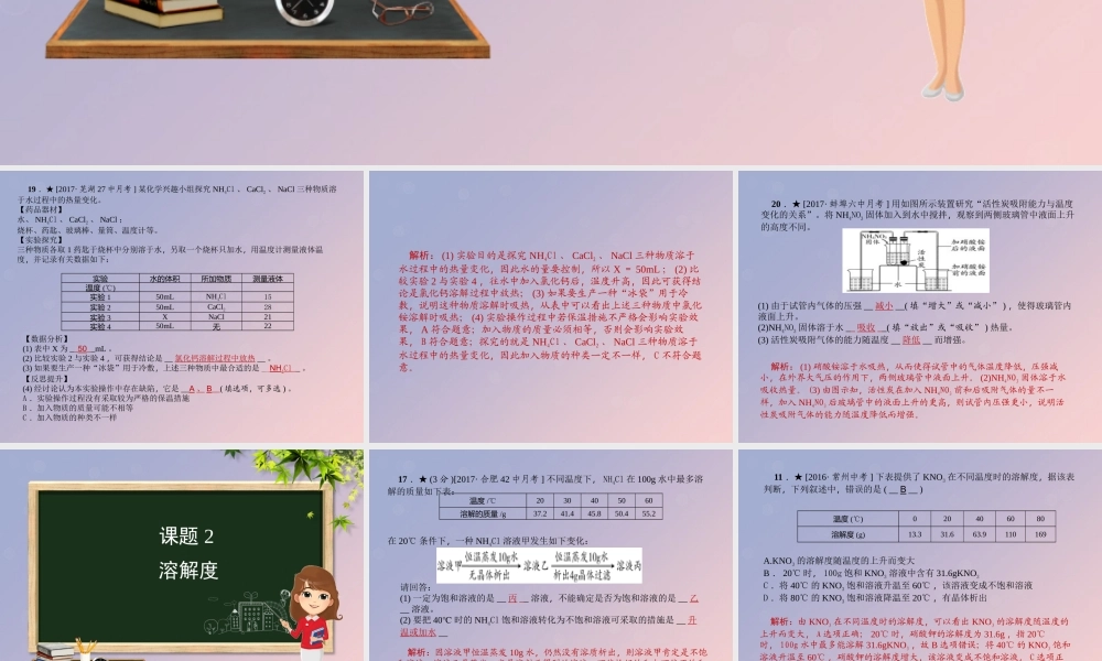 九年级化学 重点题目精讲 第九单元 溶液课件 (新版)新人教版 课件