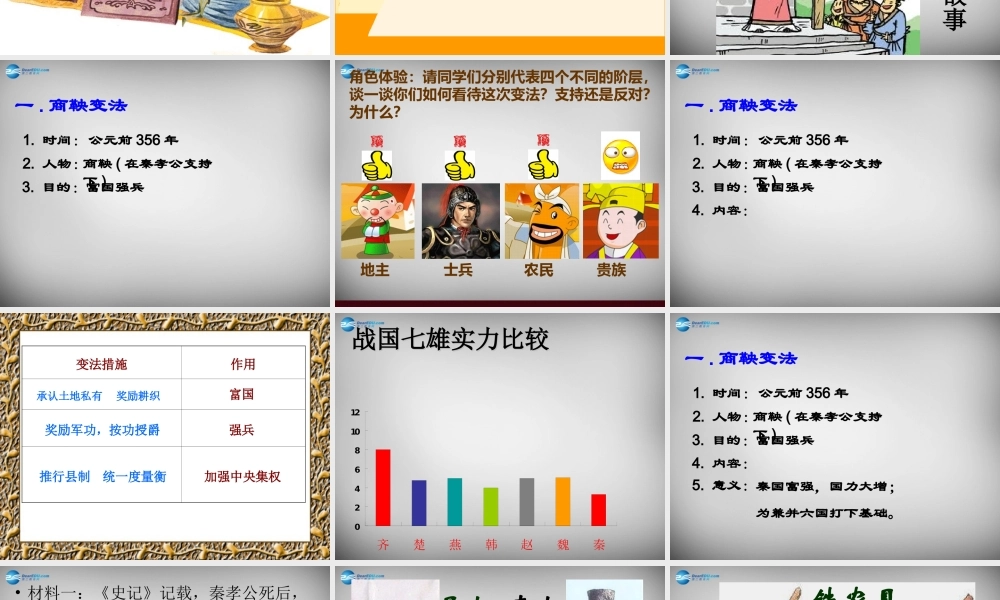 七年级历史上册 第7课 商鞅变法与秦统一六国课件 中华书局版 课件