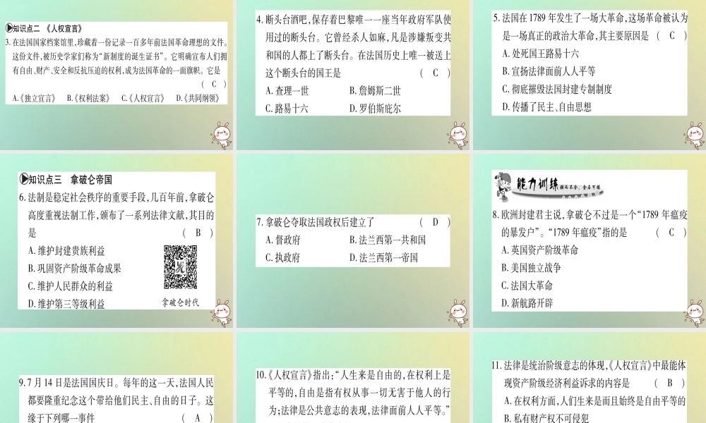 九年级历史上册 第4单元 欧美主要国家的资产阶级革命 第17课 法国大革命课件 中华书局版 课件