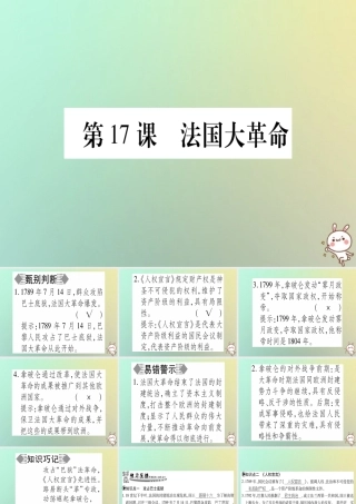 九年级历史上册 第4单元 欧美主要国家的资产阶级革命 第17课 法国大革命课件 中华书局版 课件
