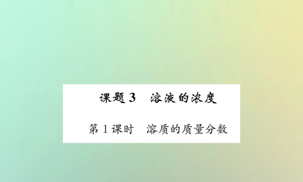 九年级化学下册 第九单元 溶液 课题3 溶液的浓度 第1课时 溶质的质量分数习题课件 (新版)新人教版 课件