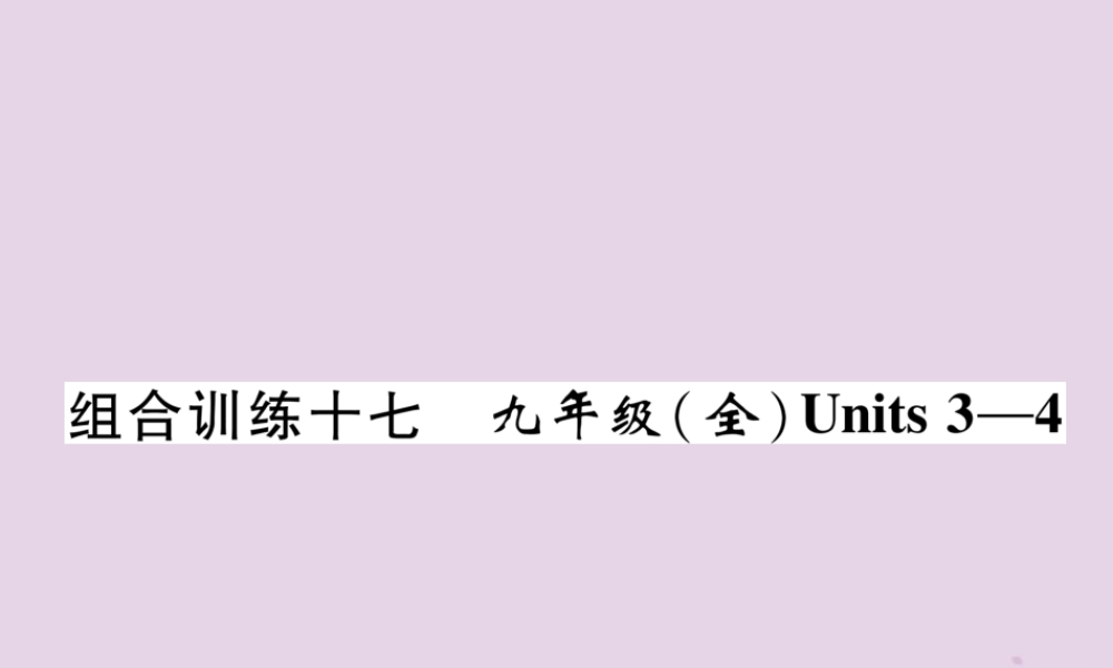 中考英语总复习 第一篇 教材知识梳理篇 组合训练17 九全 Units 3 4(精练)课件