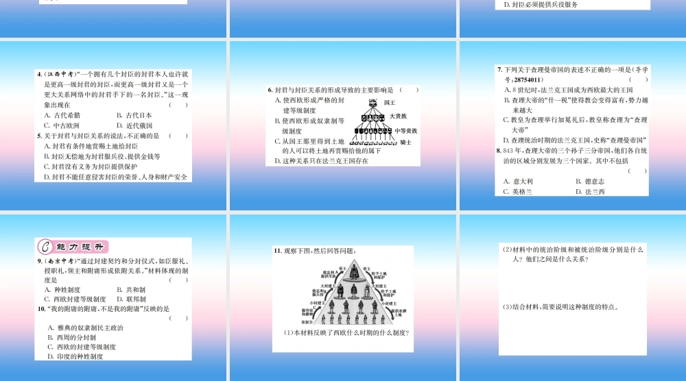 九年级历史上册 第3单元 封建时代的欧洲 第7课 基督教的兴起和法兰克帝国作业课件 新人教版 课件