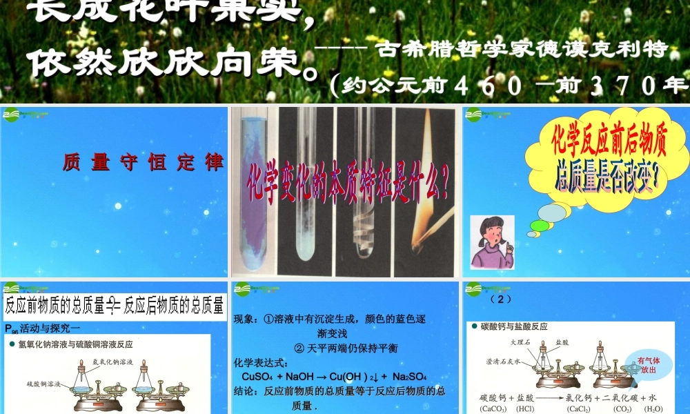 九年级化学 定量认识化学变化 课件 沪教版 课件