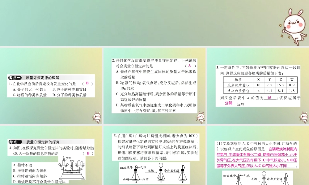 九年级化学上册 第五单元(化学方程式)单元小结与复习课件 (新版)新人教版 课件