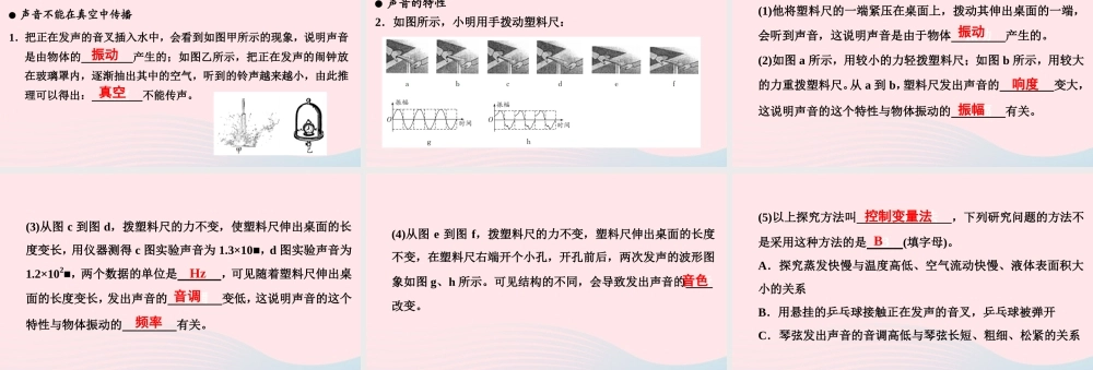 中考物理二轮复习 第2板块 专题训练 专题2 重点实验 一 声学重点实验课件