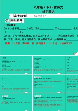 中考语文总复习 第一部分 教材基础自测 八下 古诗文 桃花源记课件 新人教版 课件