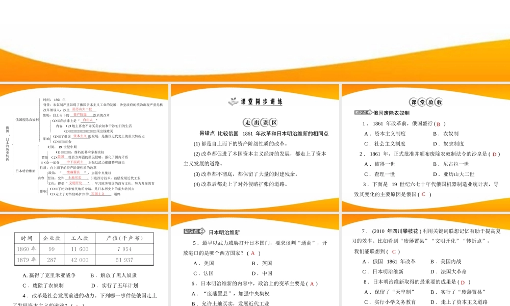九年级历史上册 第六单元 第19课 俄国、日本的历史转折 配套课件 人教新课标版 课件