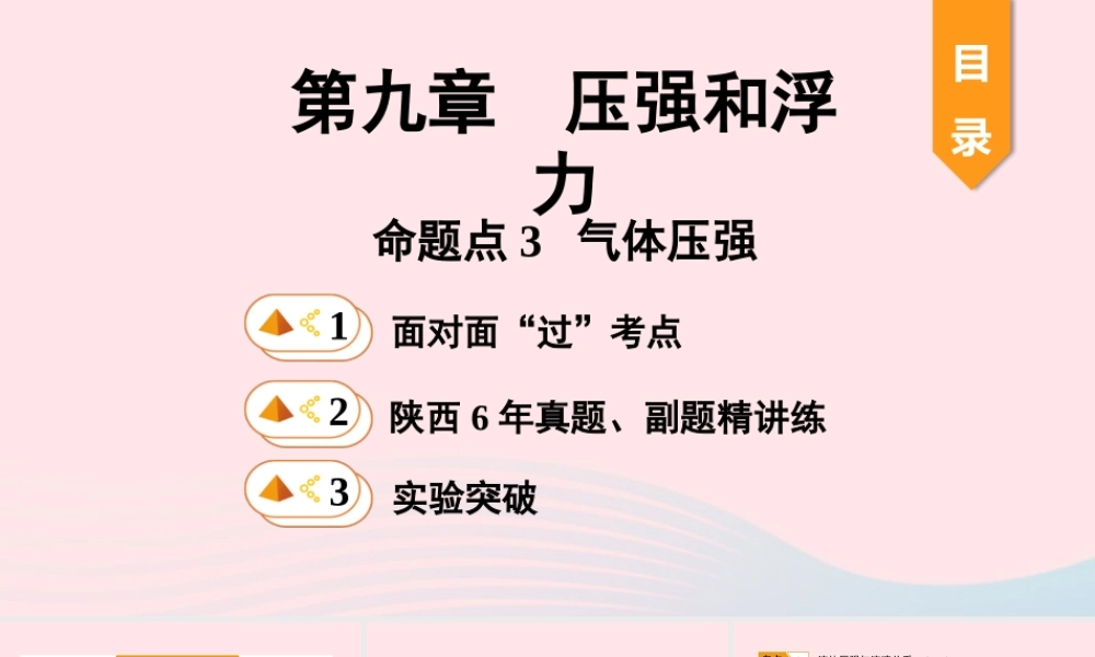 中考物理一轮复习 基础考点一遍过 第十章 压强和浮力 命题点3 气体压强课件