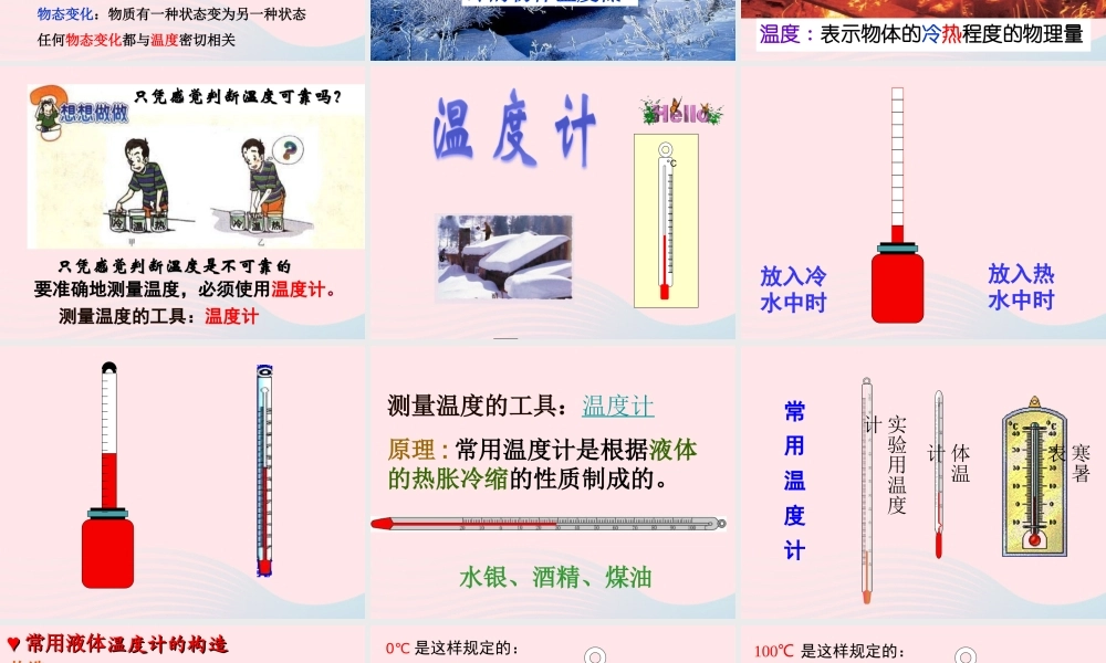 中考物理一轮复习 第十二章 温度与物态变化考点梳理课件 沪科版 课件