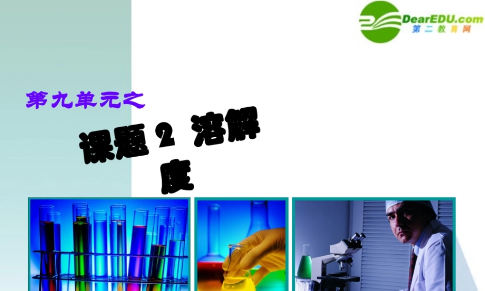 九年级化学下册  溶解度课件 人教新课标版 课件