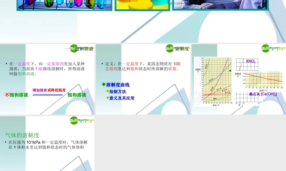 九年级化学下册  溶解度课件 人教新课标版 课件
