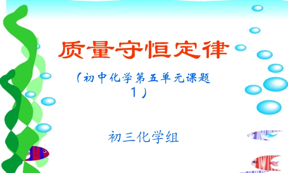 九年级化学课件质量守衡定律 苏教版 课件