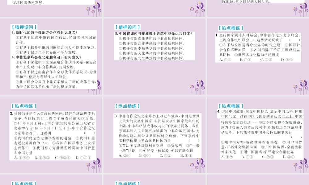 中考道德与法治总复习 板块六 中国外交课件