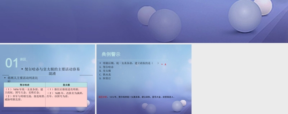 (秋季版)七年级历史下册 第九单元 第39课 明清易代(误区预警)素材 岳麓版 素材