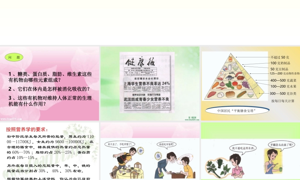 九年级化学有机物知识的应用 课件