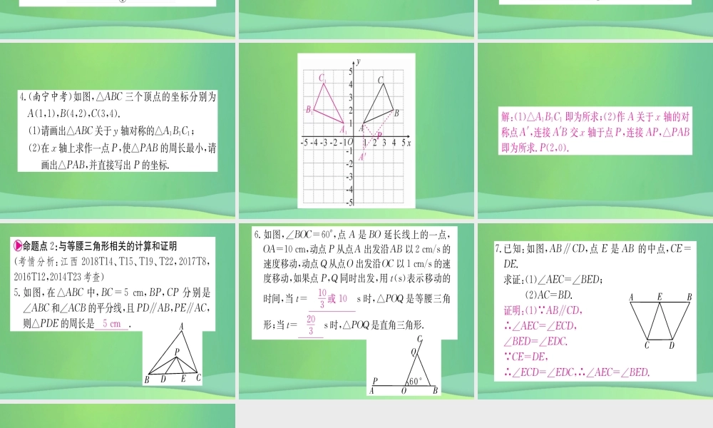(江西专用)八年级数学上册 第13章 轴对称江西常考命题点突破作业课件 (新版)新人教版 课件