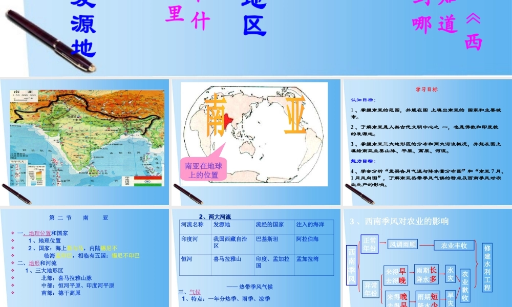 七年级地理下册 第二章了解地区第二节南亚课件 湘教版 课件