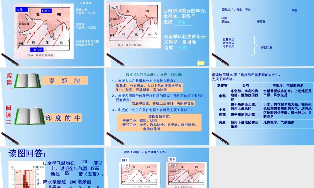 七年级地理下册 第二章了解地区第二节南亚课件 湘教版 课件
