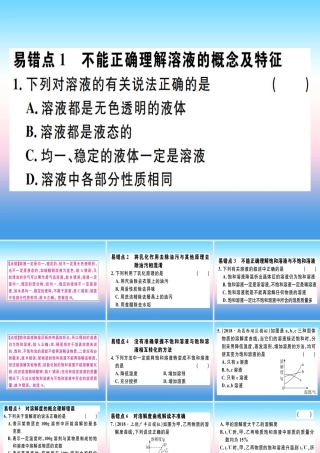 九年级化学下册 第九单元 溶液易错强化训练习题课件 (新版)新人教版 课件