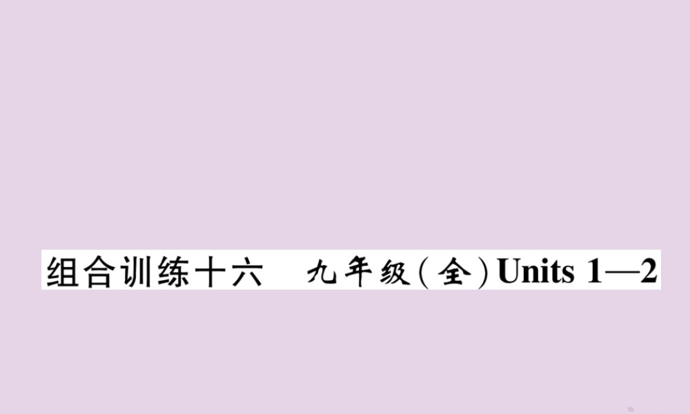 中考英语总复习 第一篇 教材知识梳理篇 组合训练16 九全 Units 1 2(精练)课件
