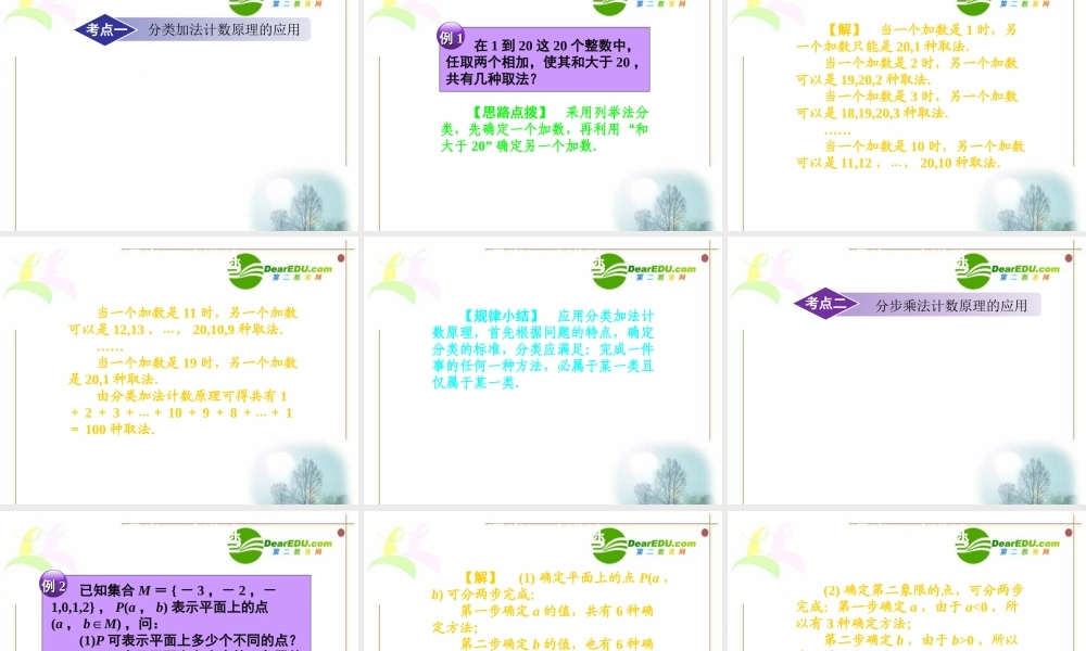 11章1课时 高三数学高考一轮课件 优化方案(理科)--第十一章 两个计数原理 新人教A版 高三数学高考一轮课件 优化方案(理科)--第十一章 两个计数原理 新人教A版