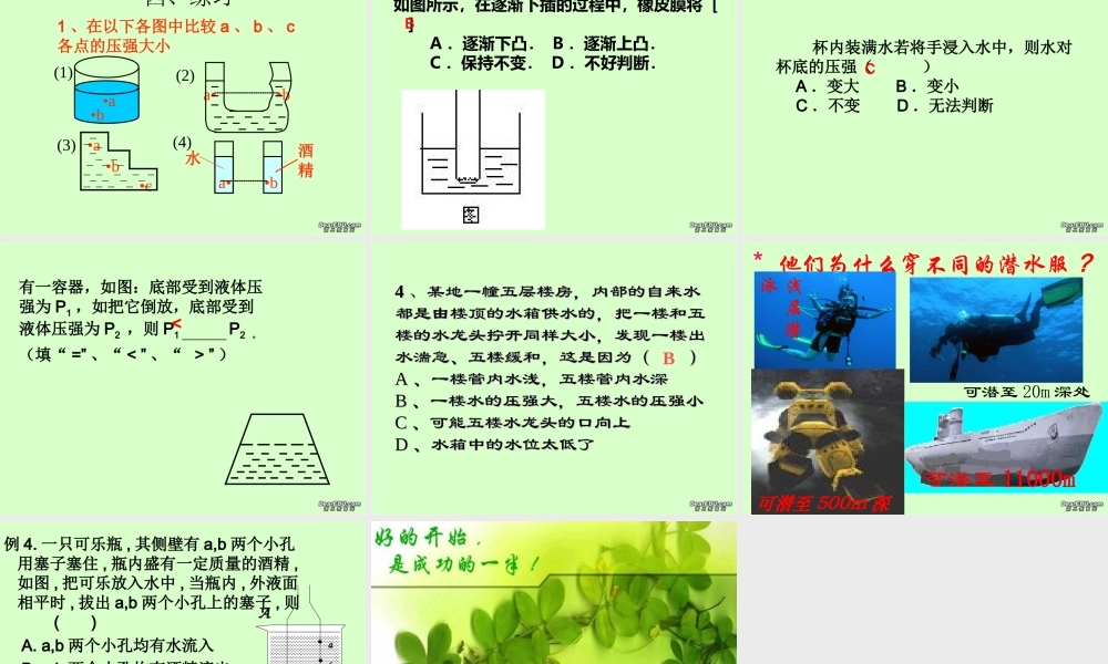 中考物理液体压强复习课件 粤教沪版 课件