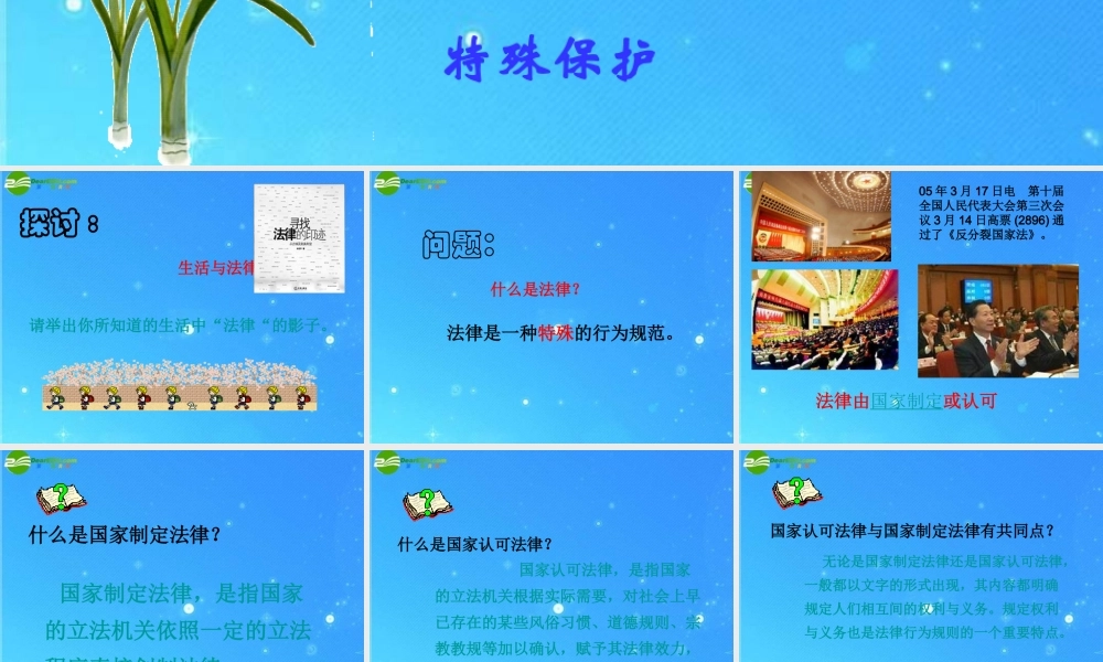七年级政治下册 第七单元第一课(特殊保护)课件 粤教版 课件