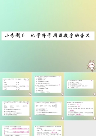 九年级化学上册 小专题6 化学符号周围数字的含义课件 (新版)新人教版 课件