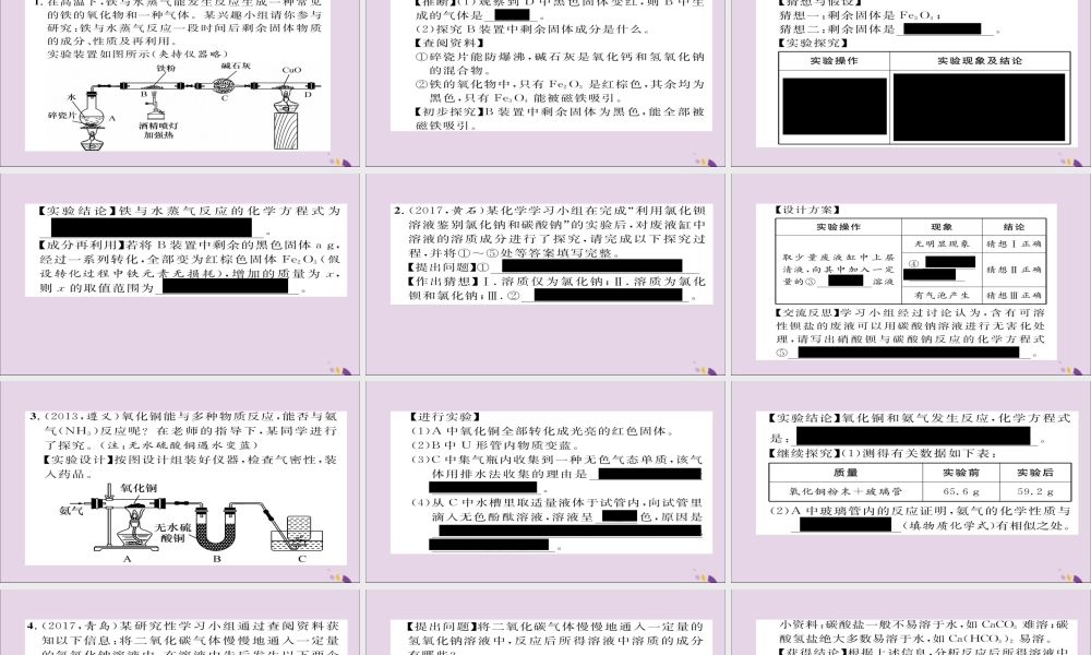 (遵义专版)中考化学总复习 第2编 重点题型突破篇 专题4 实验探究题(精练)课件