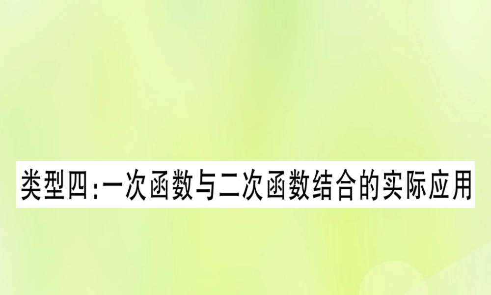 (湖北专用版)版中考数学总复习 第二轮 专项突破3 实际应用与方案设计 类型4 一次函数与二次函数结合的实际应用实用课件