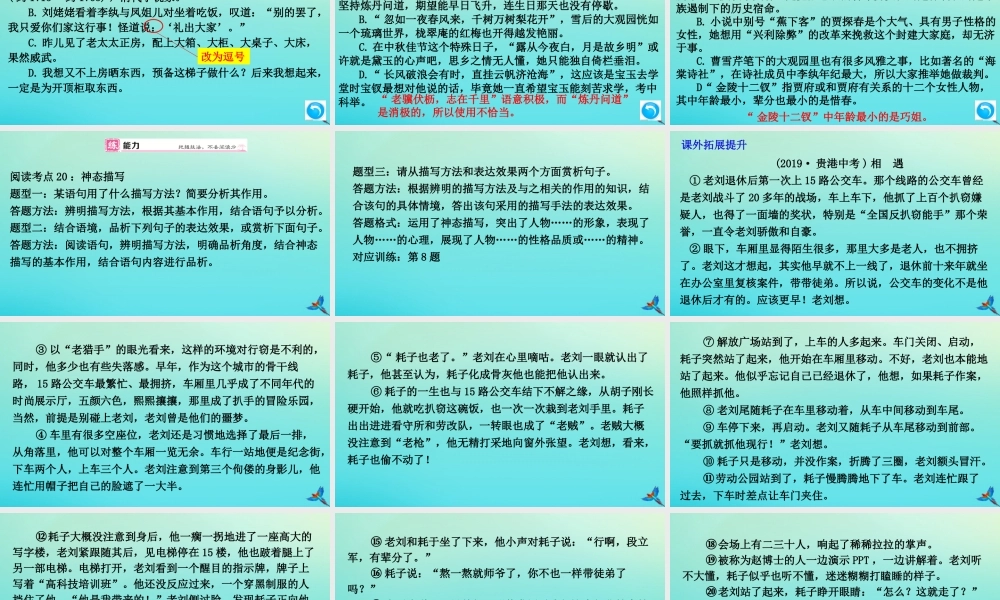 (通用)九年级语文上册 第六单元 24 刘姥姥进大观园作业课件 新人教版 课件