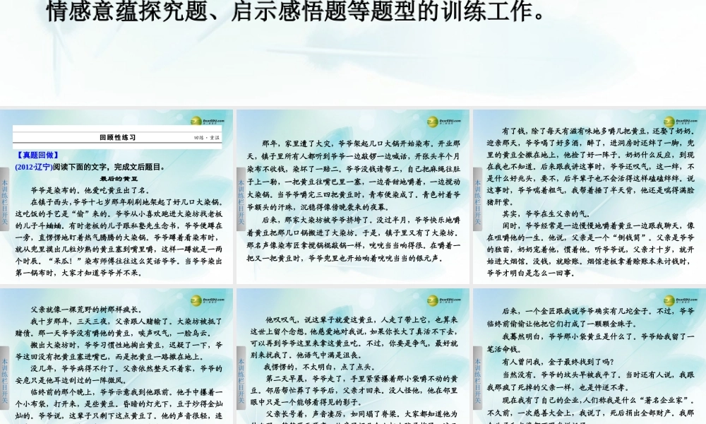 (浙江专用)高考语文二轮复习 考前三个月 第一部分  第四章  题点训练四 主题类探究题配套课件