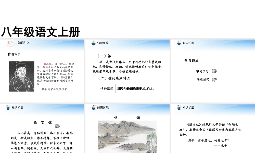 (课件直通车)八年级语文上册 陋室铭2课件 人教新课标版 课件