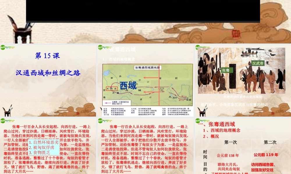 七年级历史上册 汉通西域和丝绸之路课件 人教新课标版 课件