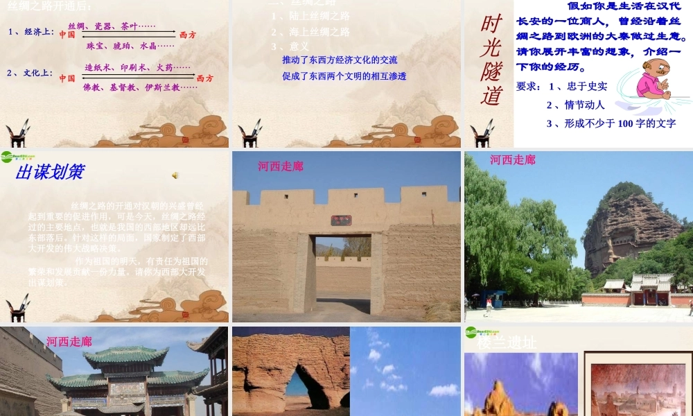 七年级历史上册 汉通西域和丝绸之路课件 人教新课标版 课件