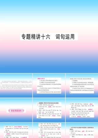 中考英语准点备考 专题精讲十六 词句运用课件