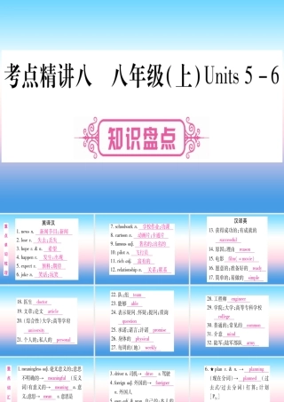 (湖北专用版)版中考英语复习 第一篇 教材系统复习 考点精讲八 八上 八上 Units 5 6实用课件