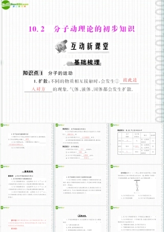 (随堂优化训练)八年级物理下册 第十章 10.2 分子动理论的初步认识配套课件 粤沪版 课件