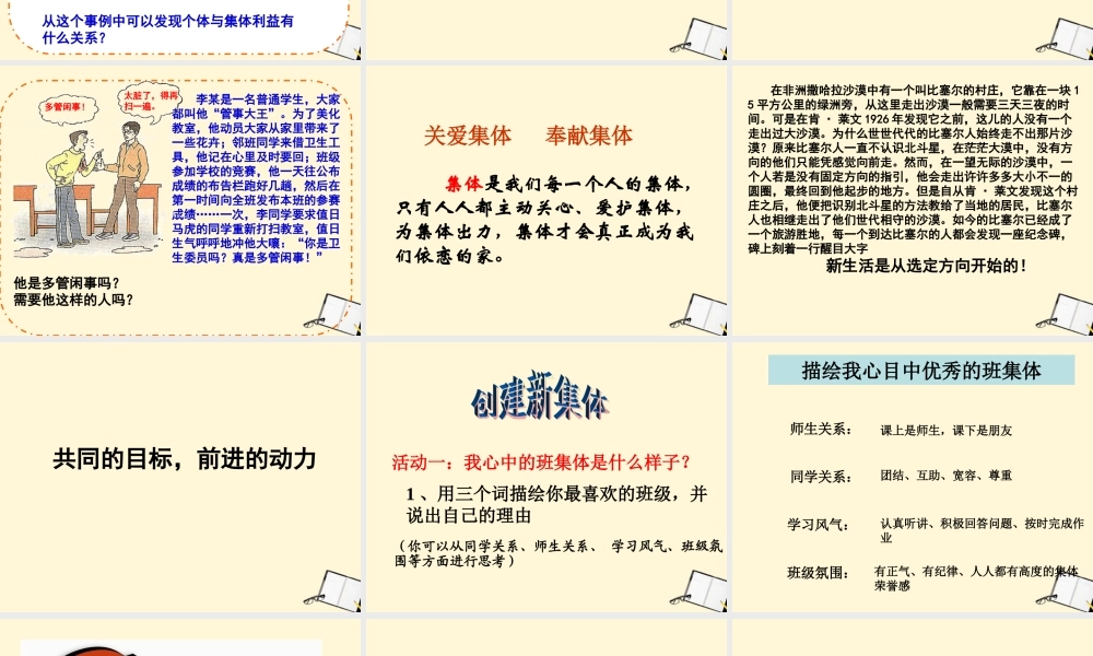 七年级政治 第一课第二框创建新集体 课件 人教新课标版 课件