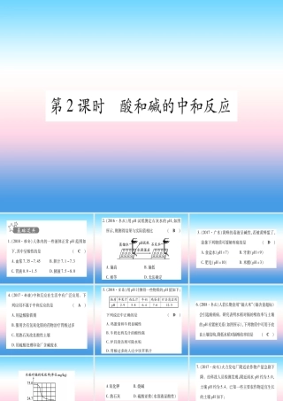 (云南专用)中考化学总复习 第1部分 教材系统复习 九下 第10单元 酸和碱 第2课时 酸和碱的中和反应(精练)课件