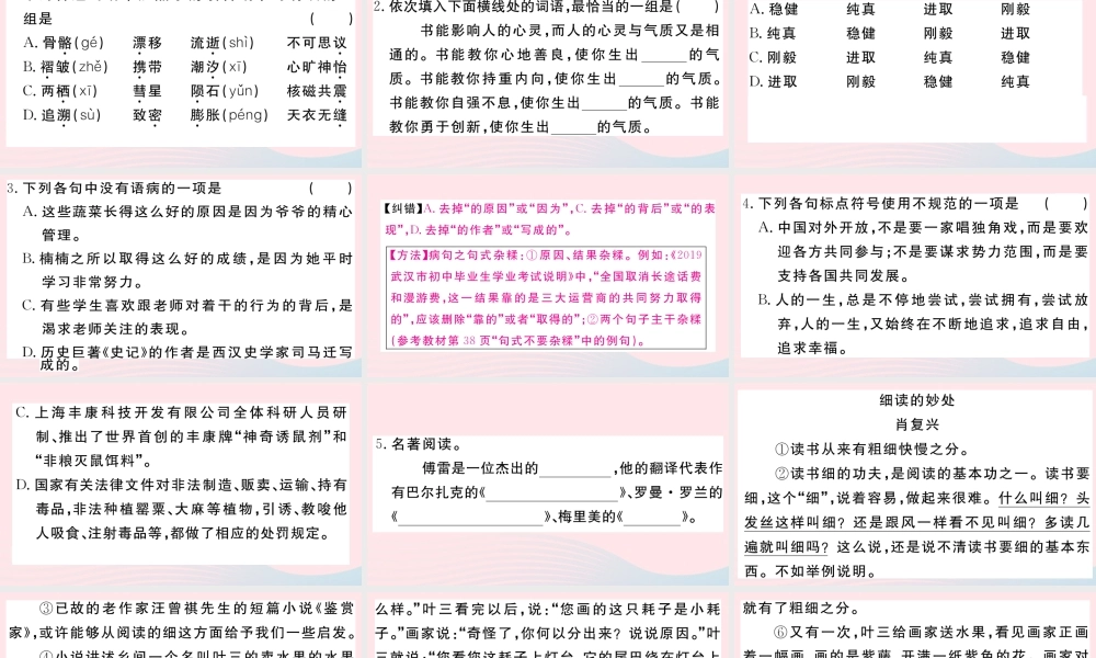 (武汉专版)八年级语文下册 第二单元 6 阿西莫夫短文两篇习题课件 新人教版 课件