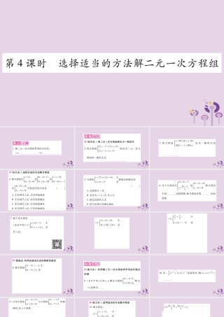 七年级数学上册 第3章 一次方程与方程组 3.3 二元一次方程组及其解法 第4课时 选择适当的方法解二元一次方程组课件 (新版)沪科版 课件