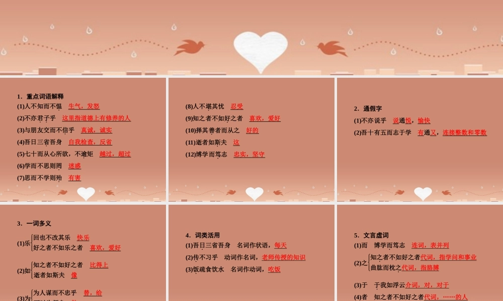 中考语文 第一篇 课内重点文言文梳理一(论语)十二章讲解课件