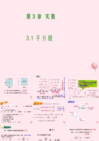 七年级数学上册 第3章 实数 3.1 平方根课件(新版)浙教版 课件