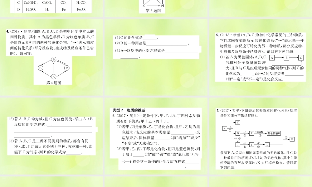 九年级化学下册 第十一单元 盐 化肥 滚动小专题(三)物质的转化与推断复习课件 (新版)新人教版 课件