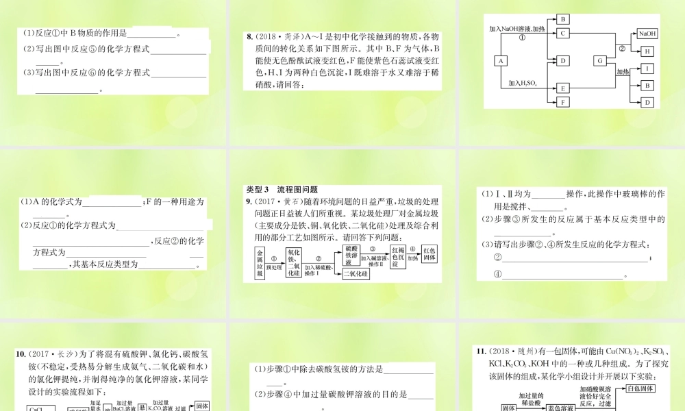 九年级化学下册 第十一单元 盐 化肥 滚动小专题(三)物质的转化与推断复习课件 (新版)新人教版 课件