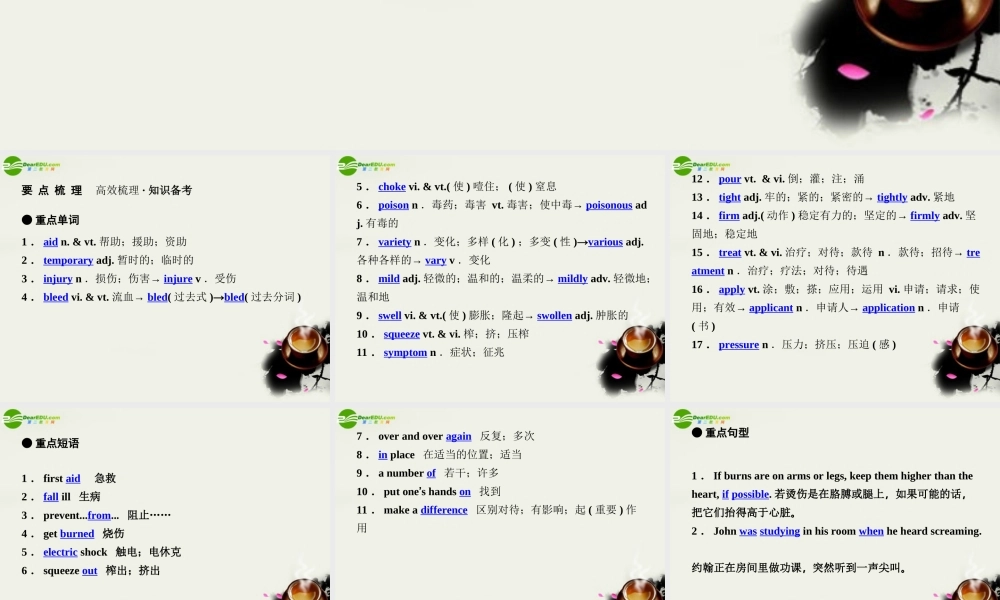 (状元之路)高考英语 Unit5 First aid课件 新人教版必修5 课件